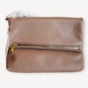 Quince Blush Leather Wristlet with Gold Accent